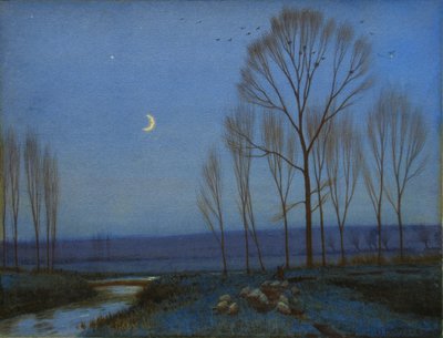 Berger et moutons au clair de lune - Owen Baxter Morgan